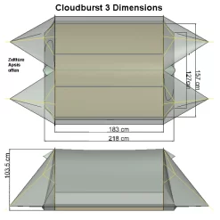Tarptent Cloudburst 3 11 Tarptent Cloudburst 3 -Günstiges Camping Geschäft cb3 dimensions